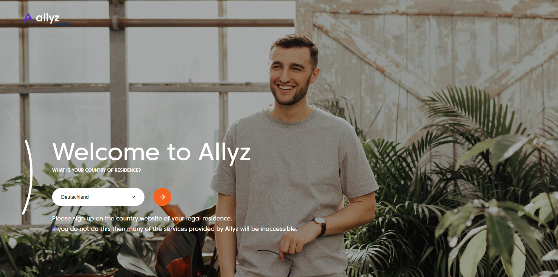 Die Startseite von unserer Allyz Website