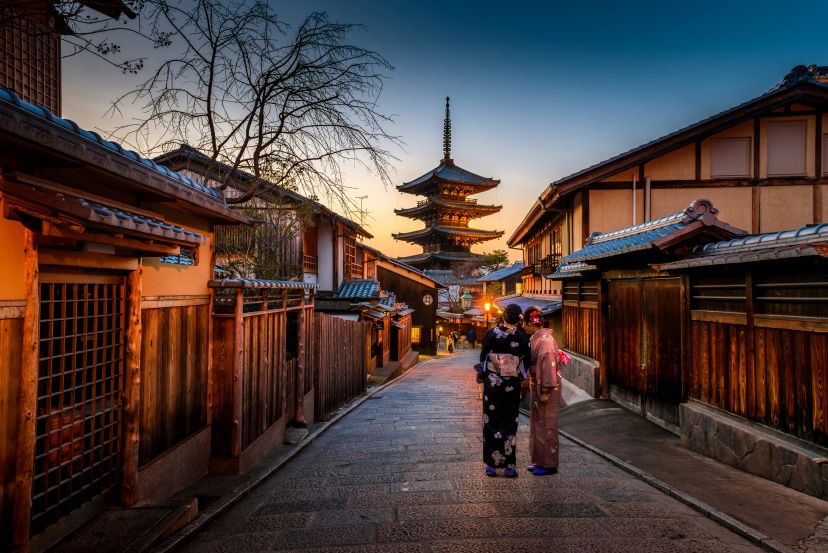 Japanese women in kimono on sreet